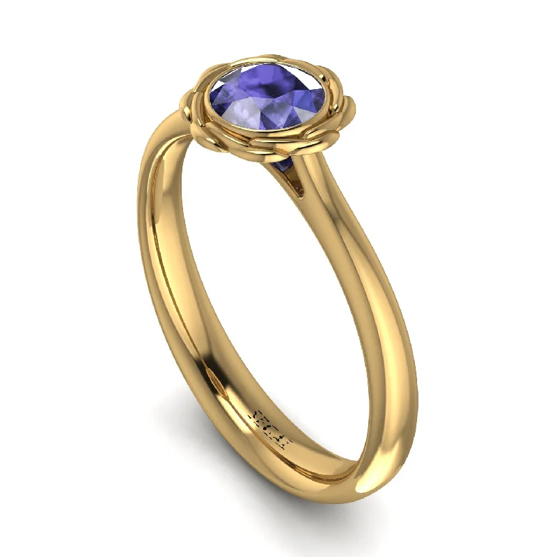 Customizable Silver Ring for Men-Solitaire Minimalist Tanzanite Ring - Eden No. 201