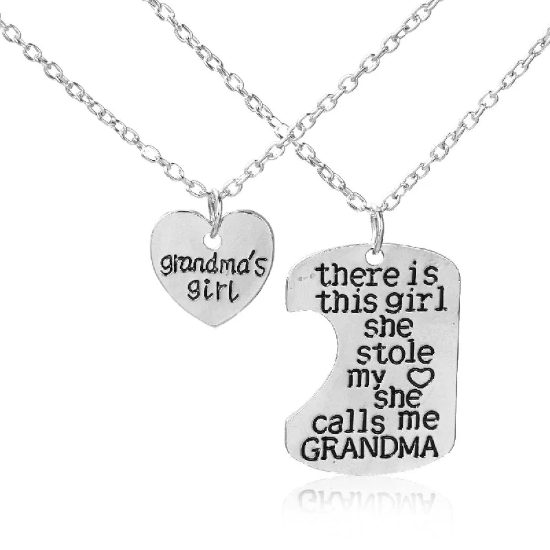 Customizable Charm Necklace-SEXY SPARKLES 2 piece necklace inch  Grandma's Girl inch and inch There is this girl she stole my heart she calls me Grandmainch  2 Pc Jewelry Necklace