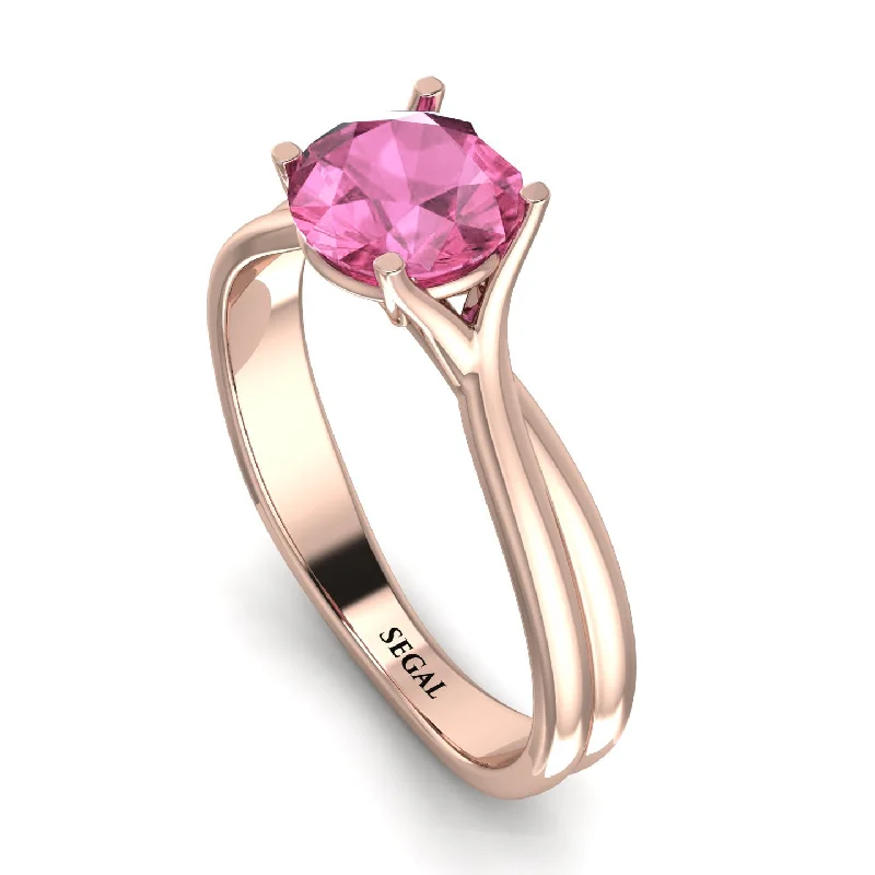 Silver Stackable Rings for Fashion-Solitaire Twist Shank Pink Moissanite Ring - Eleanor No. 802