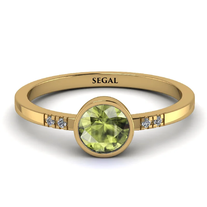 Elegant Men’s Wedding Ring-Bezel Minimalist Peridot Ring - Kinsley No. 701