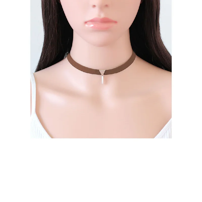 Boho Chic Necklace for Women-Sexy Sparkles Coffe Velvet Choker Necklace for Women Girls Gothic Choker Bolo Tie Chokers