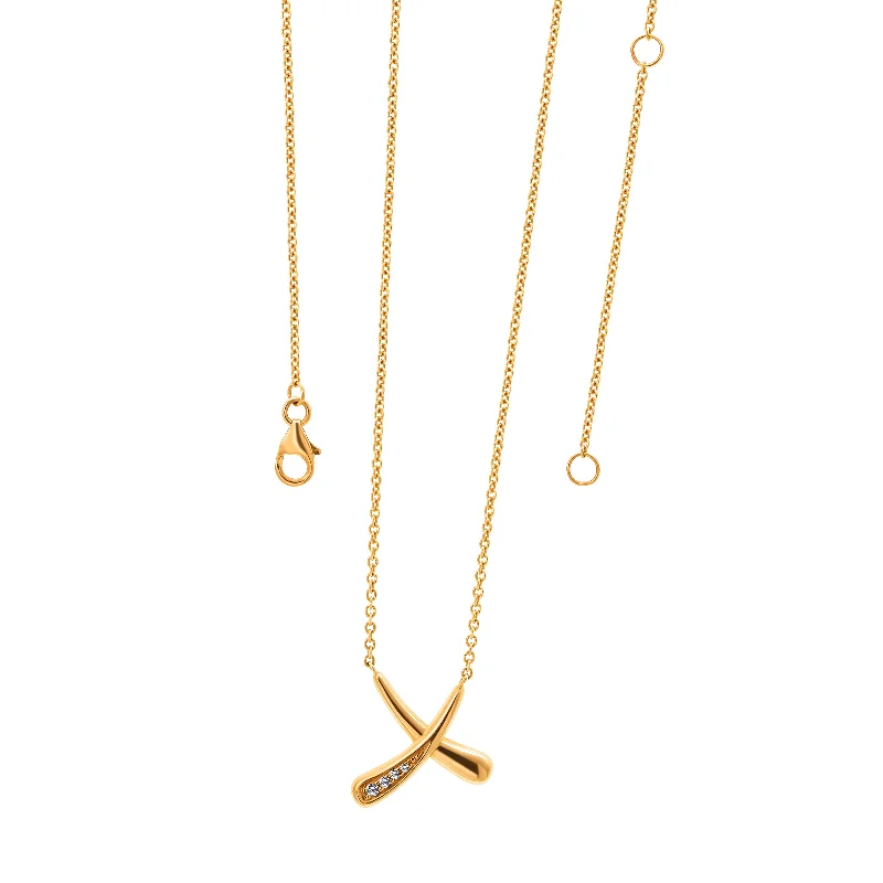 Simple Pendant Necklace for Day Wear-Lucy Q 18ct Gold and Diamond Bliss Kiss Pendant Necklace