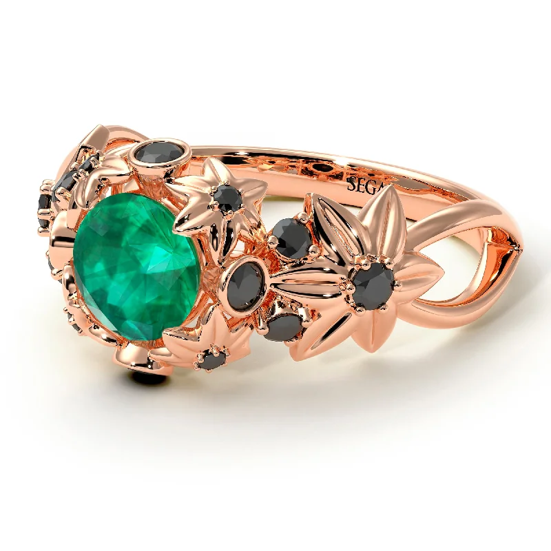 Large Ruby Ring for Women-Flowers And Branches Emerald Ring - Katherine no. 35