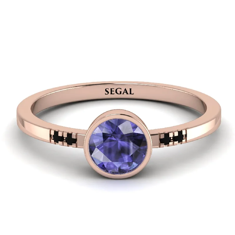 Custom Engagement Ring for Bold Women-Bezel Minimalist Tanzanite Ring - Kinsley No. 205