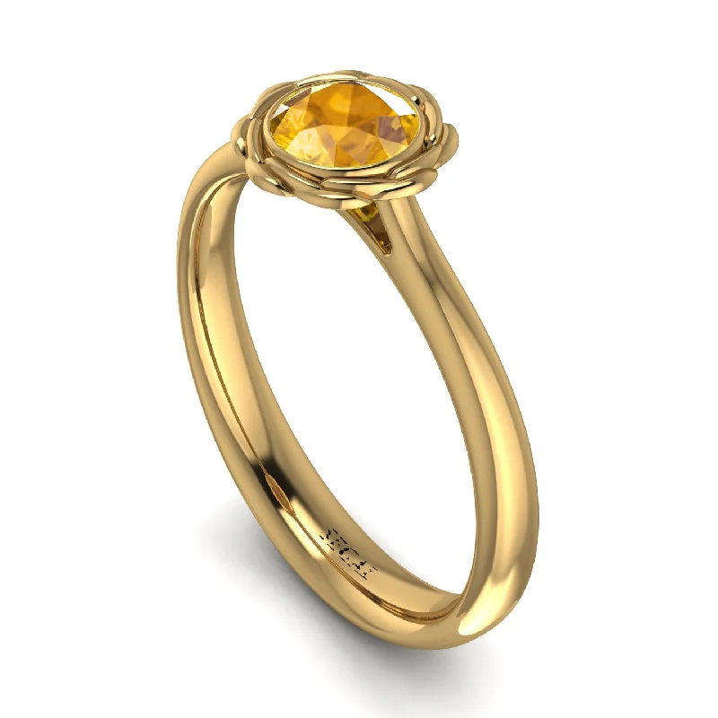 Men’s Silver Ring for Fashion-Solitaire Minimalist Yellow Diamond Ring - Eden No. 1001