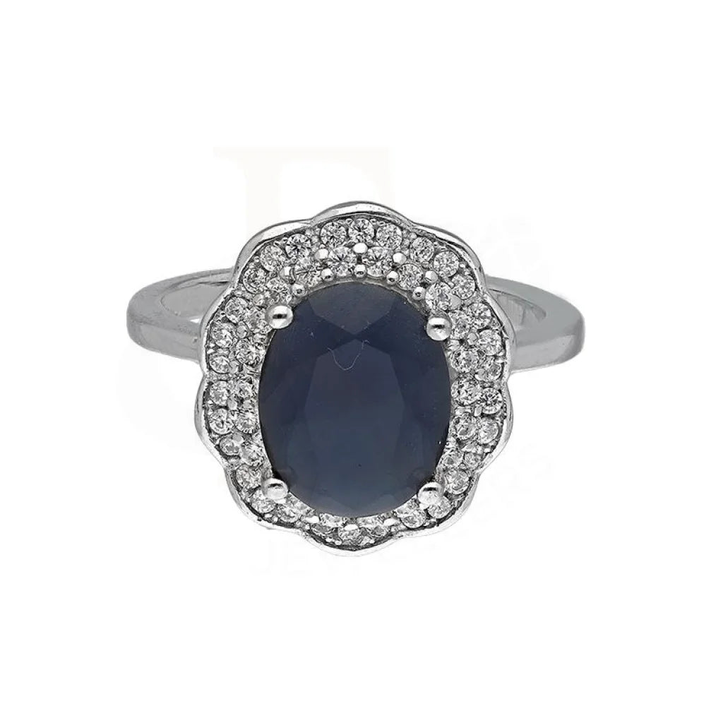 Solitaire Engagement Ring for Women-Sterling Silver 925 Blue Oval Shaped Solitaire Ring - FKJRNSL3502