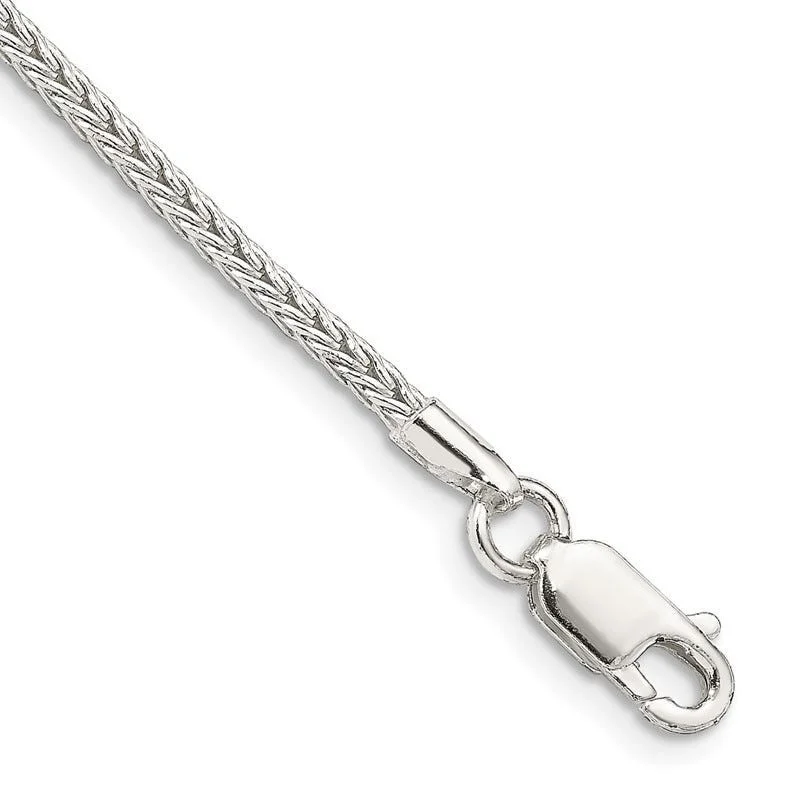 Birthstone Bracelet for Special Gifts-Sterling Silver 2mm Diamond-cut Round Franco Chain Bracelet