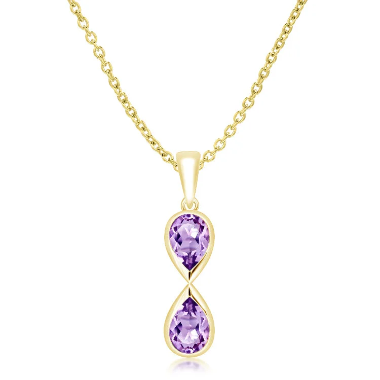 Gold Necklace with Initial Pendant-Unique & Co Gold Vermeil Amethyst Pendant Necklace