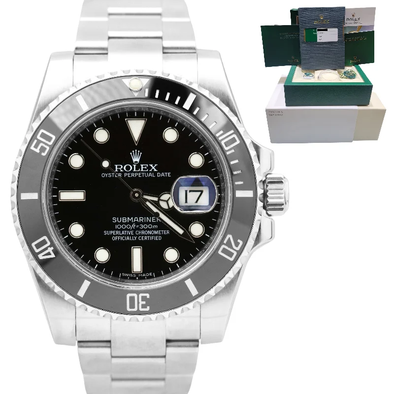 Classic Stainless Steel Watches for Businessmen-Rolex Submariner Date Black Ceramic Stainless Steel 116610 LN 40mm Watch B+P