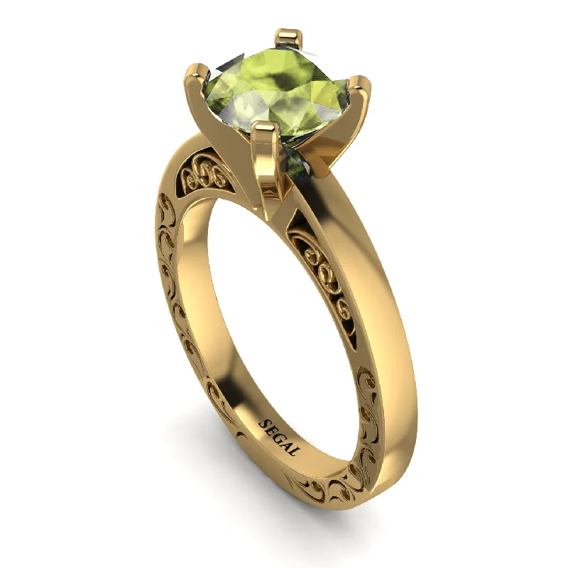 Fashionable Stackable Rings for Women-Vintage Solitaire Peridot Ring - Vera No. 701