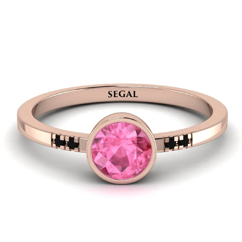 Rose Gold Ring for Stylish Women-Bezel Minimalist Pink Moissanite Ring - Kinsley No. 805