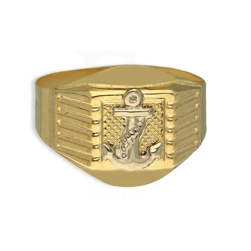 Custom Wedding Band with Initials-Gold Anchor Men's Ring 18KT - FKJRN18K3811