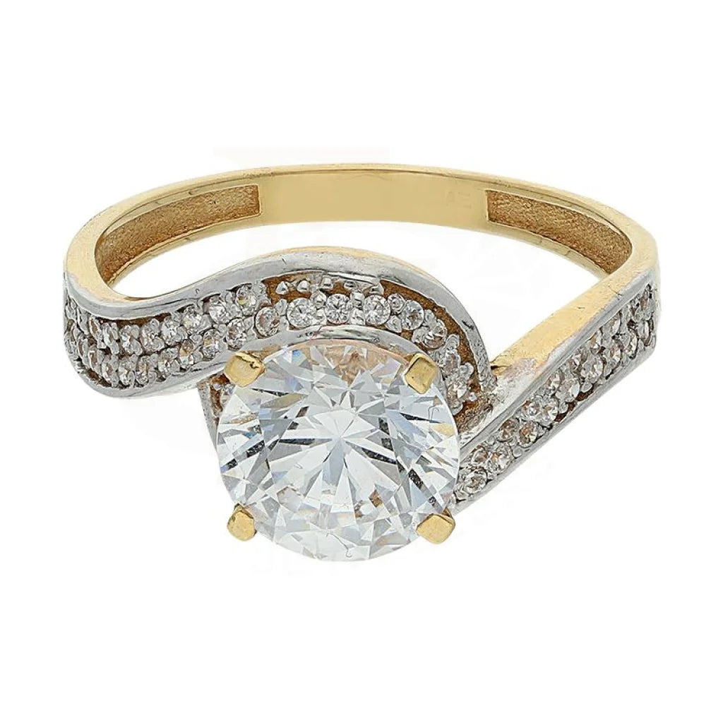 Elegant Gold Ring for Brides-Gold Solitaire Ring 18KT - FKJRN1551