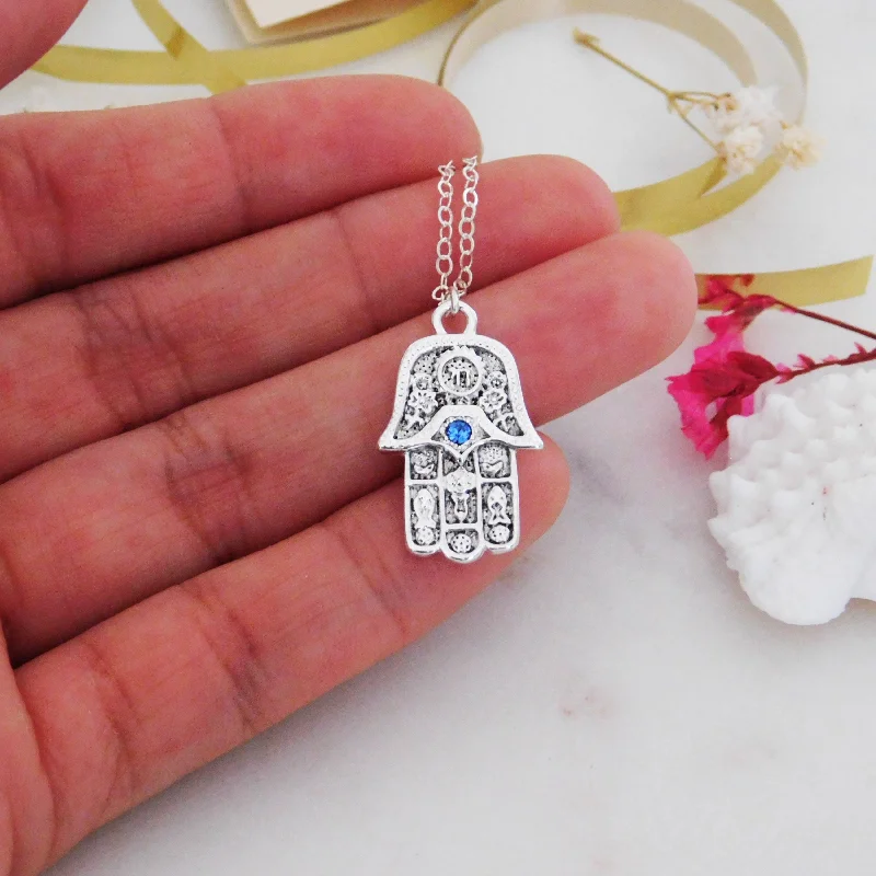 Handcrafted Necklace for Wedding Gifts-Hamsa Charm Necklace