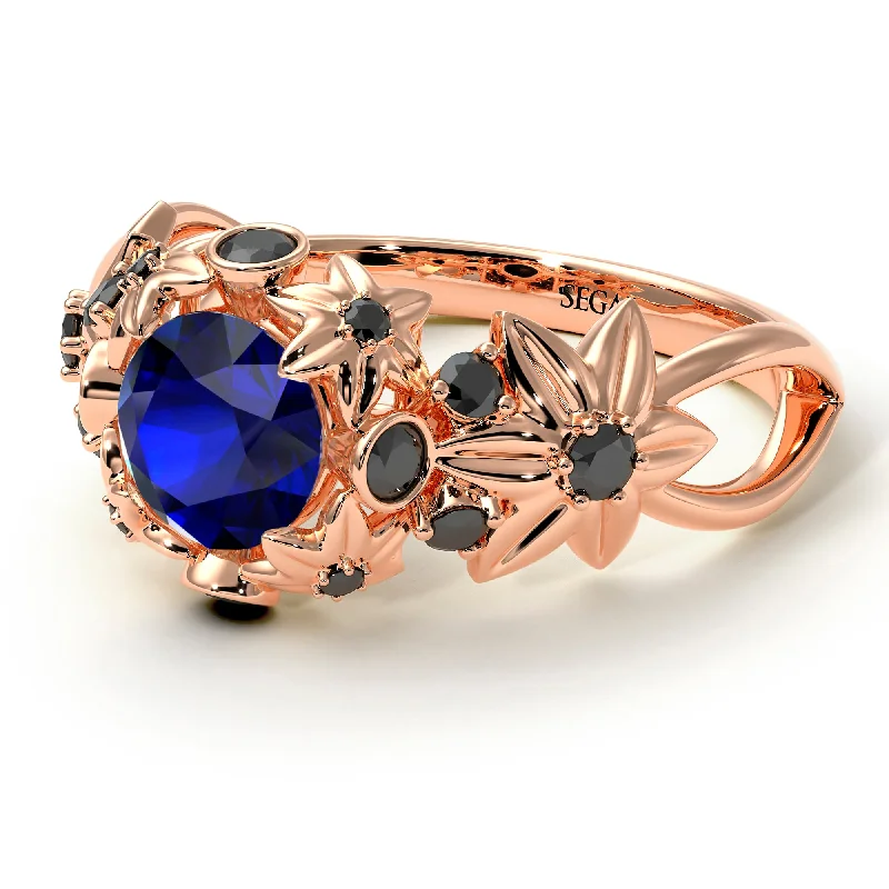 Vintage Diamond Ring for Women-Flowers And Branches Sapphire Ring - Katherine no. 47