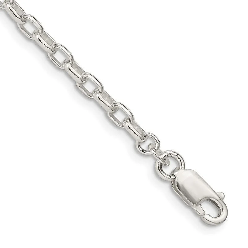 Friendship Bracelets for Teens-Sterling Silver 3.2mm Oval Fancy Rolo Chain Bracelet