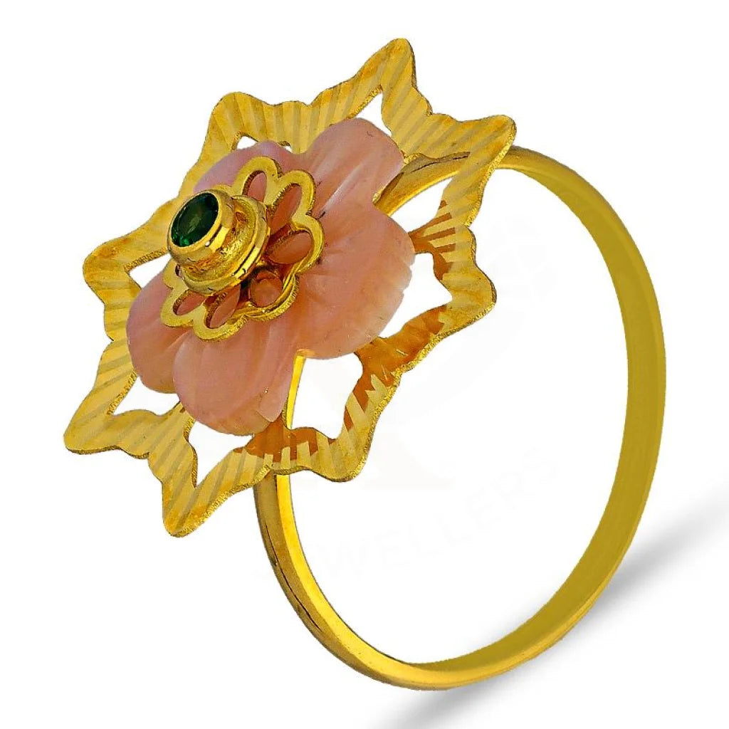 Luxury Diamond Ring for Men-Gold Flower Shaped Ring 18KT - FKJRN18K3023