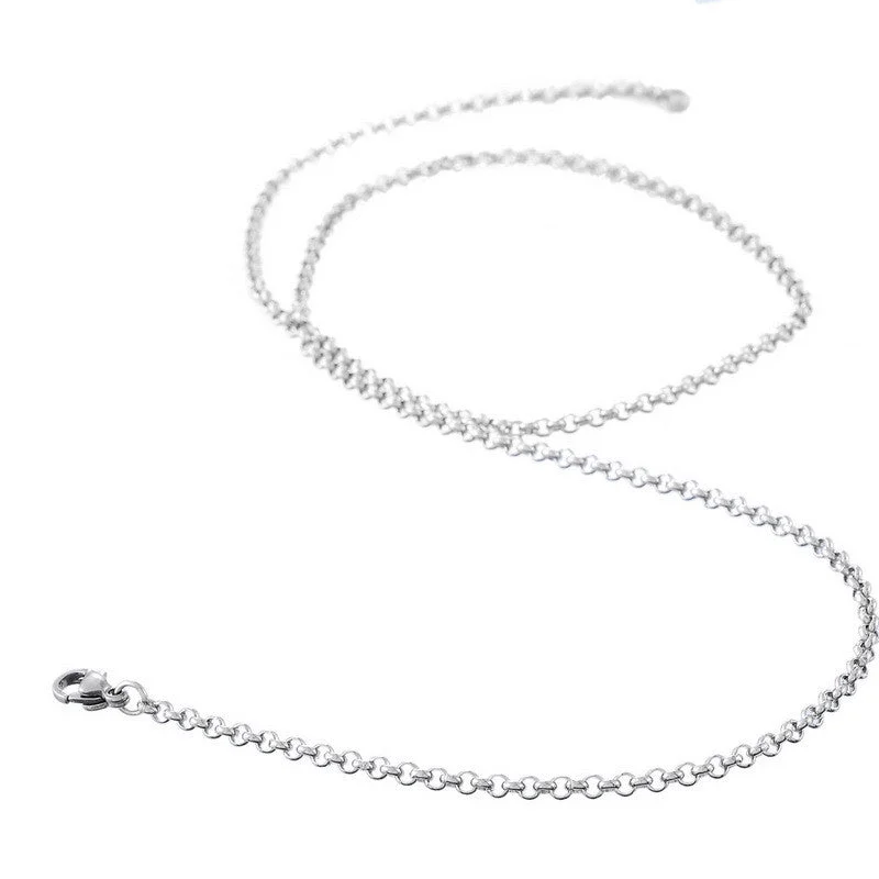 Elegant Chain Necklace for Casual Style-304 Stainless Steel Jewelry Chain Necklace Silver Tone Link Cable Chain With Lobster Claw Clasp