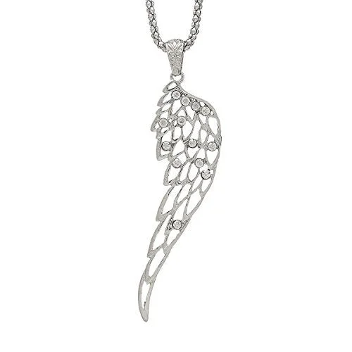 Unique Handmade Necklace-Fashion Jewelry Necklace Anel Wing Hollow with Clear Rhinestone with Lobster Clasp