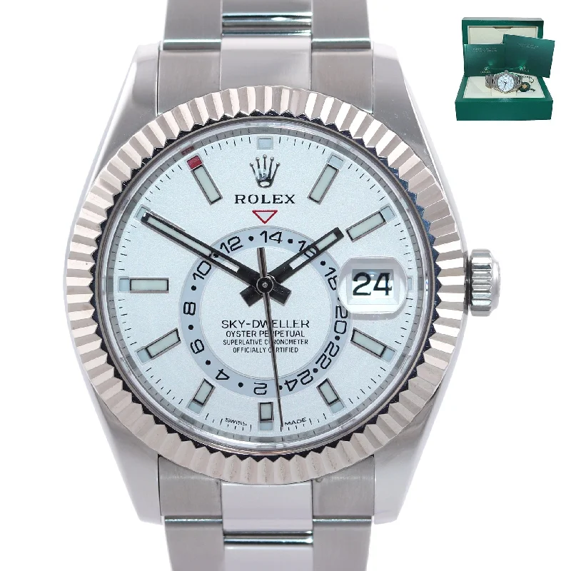 Luxury Watches for Special Events and Gifting-2021 Rolex Sky-Dweller Steel White Gold Fluted Bezel 326934 42mm Watch Box