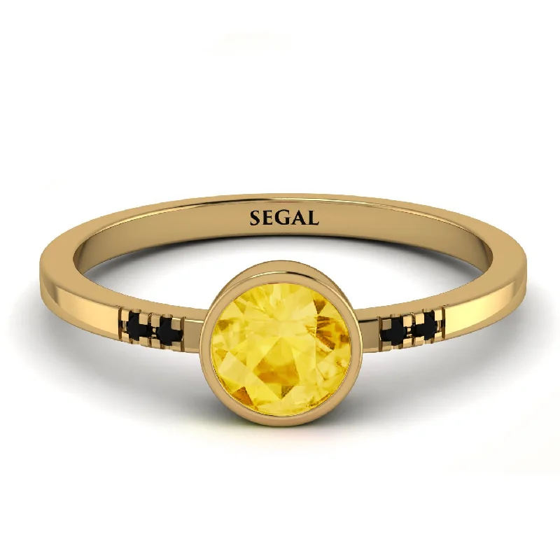 Custom Wedding Ring for Fashionable Couples-Bezel Minimalist Citrine Ring - Kinsley No. 604