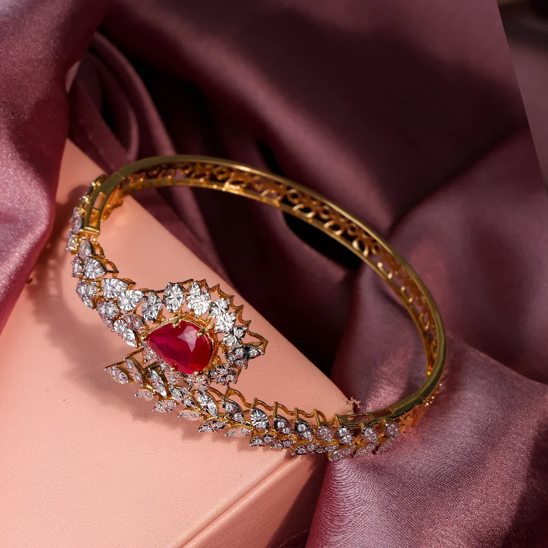 Stylish Gold Bangles with Gemstones-Diamond Bangle