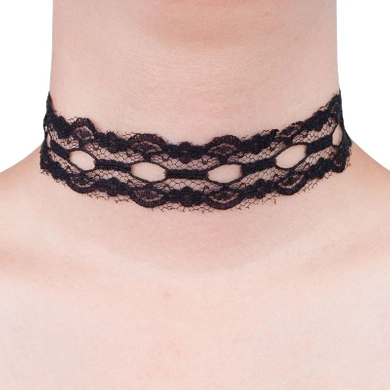 Beautiful Gold Necklace for Gifts-Sexy Sparkles Black Lace Choker Necklace for Women Girls