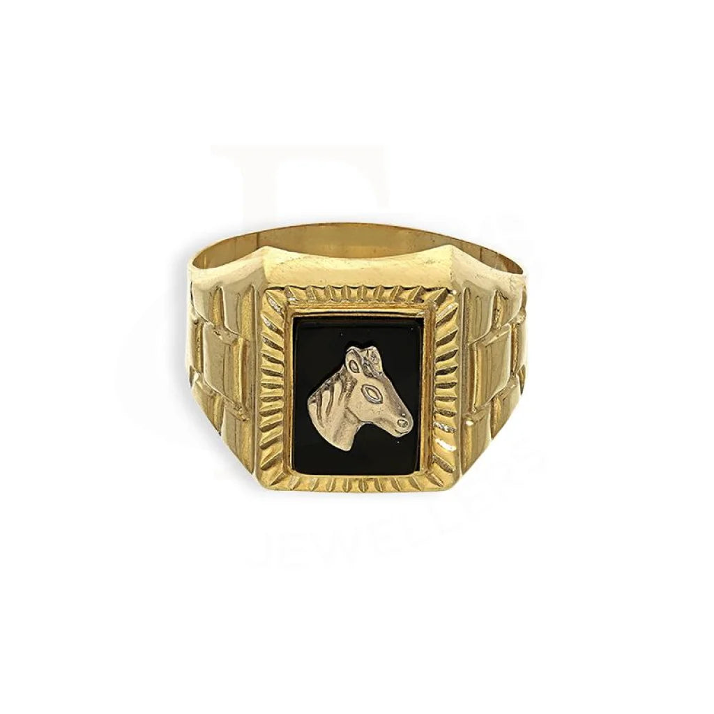 Unique Gemstone Ring-Gold Men's Horse Ring in 18KT - FKJRN18K2681