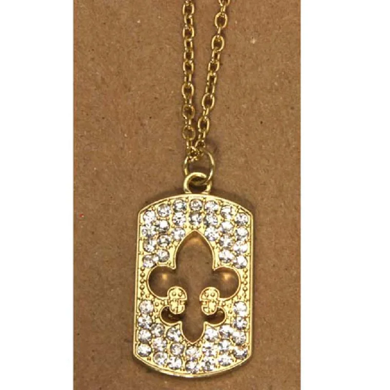 Classic Silver Necklace for Everyday Wear-Fleur De Lis Necklace Dog Tag