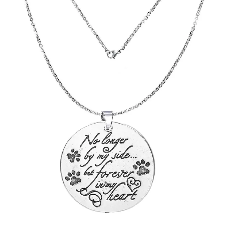 Gold and Silver Necklace for Casual Looks-inch No longer by my side but forever in my heartinch  Memorial Necklace & Pendant