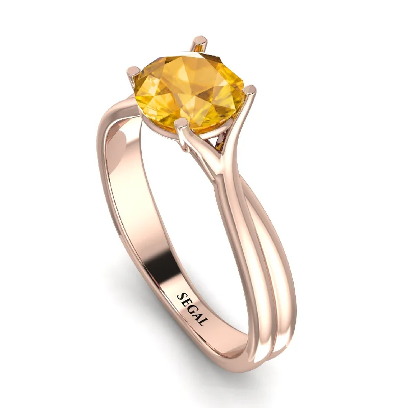 Vintage Diamond Ring for Women-Solitaire Twist Shank Yellow Diamond Ring - Eleanor No. 1002