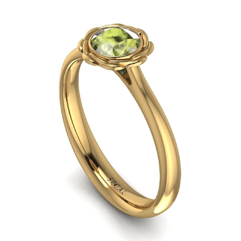 Wedding Ring with Diamond Accent-Solitaire Minimalist Peridot Ring - Eden No. 701