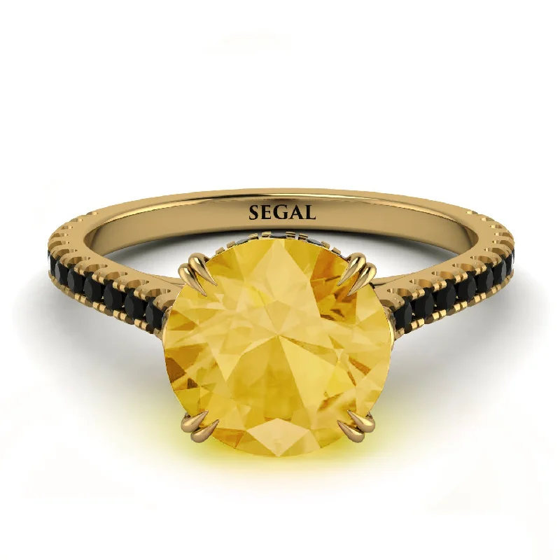 Custom Name Ring for Personal Touch-Hidden Diamond Double Cat Claw Prongs Citrine Ring - Hazel No. 607