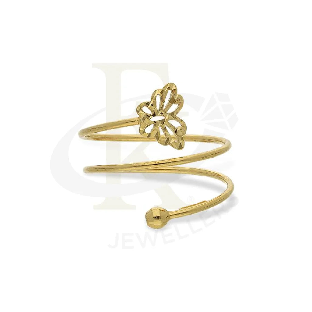 Luxury Gemstone Ring for Women-Gold Spiral Ring with Butterfly in 18KT - FKJRN18K2660