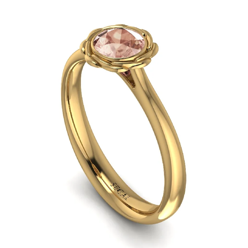 Fashionable Statement Ring for Women-Solitaire Minimalist Morganite Ring - Eden No. 901