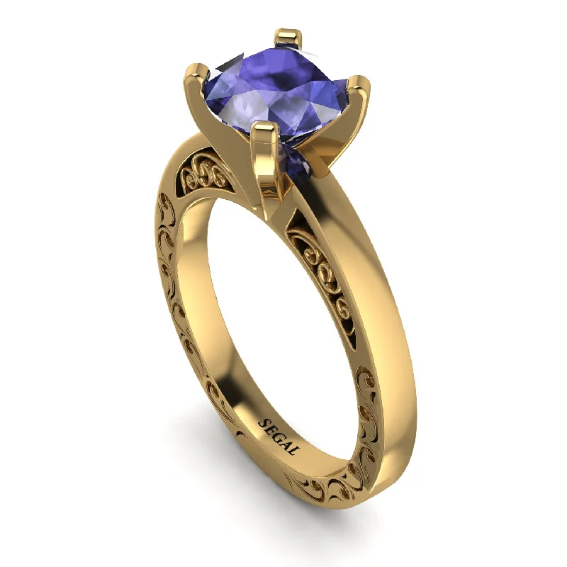 Elegant Diamond Wedding Ring-Vintage Solitaire Tanzanite Ring - Vera No. 201