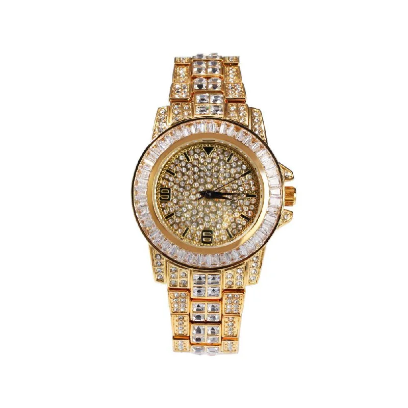 Men's Watches with Classic Leather Straps-Princess Cut Custom Iced Out Bling Hip Hop Watch