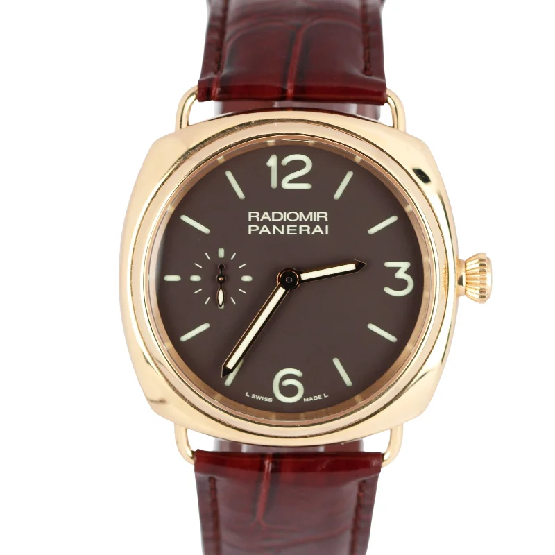 Best Watches for Hiking and Outdoor Adventures-Panerai Radiomir 18k Rose Gold Brown 42mm Maroon Leather PAM00336 Watch