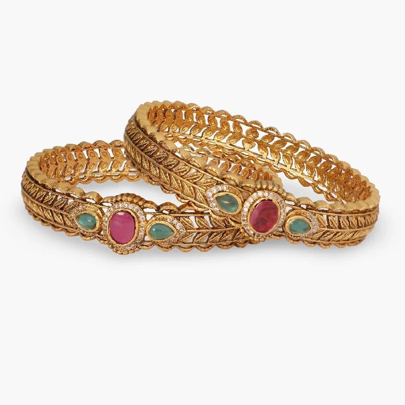 Unique Bangles for Everyday Wear-Aasvi Antique Multi Stone Bangles