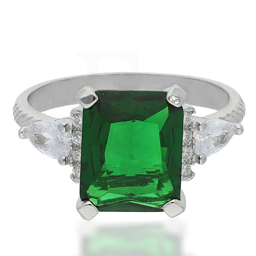 Luxury Diamond Ring for Men-Sterling Silver 925 Green Solitaire Ring - FKJRNSL2275