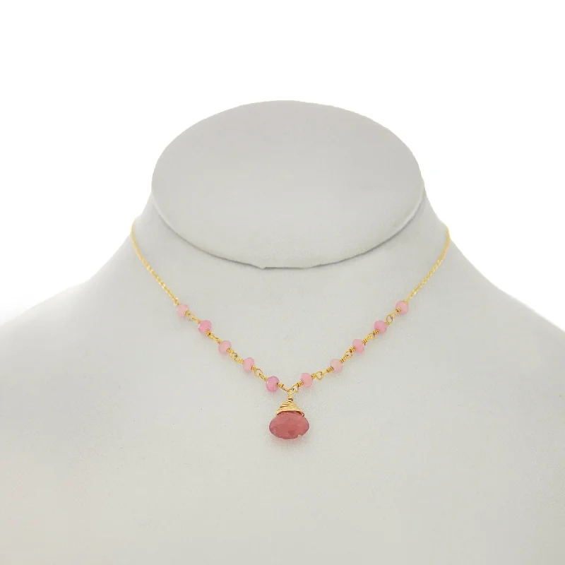 Handcrafted Necklace for Wedding Gifts-China Rose - Pink Sapphires Necklace