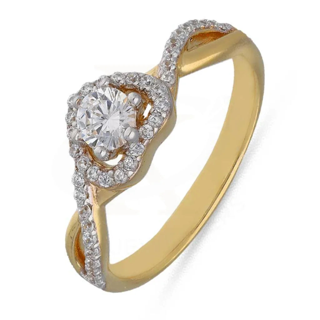 Trendy Gold Ring for Fashion-Sterling Silver 925 Gold Plated Heart Shaped Solitaire Ring - FKJRNSL3535