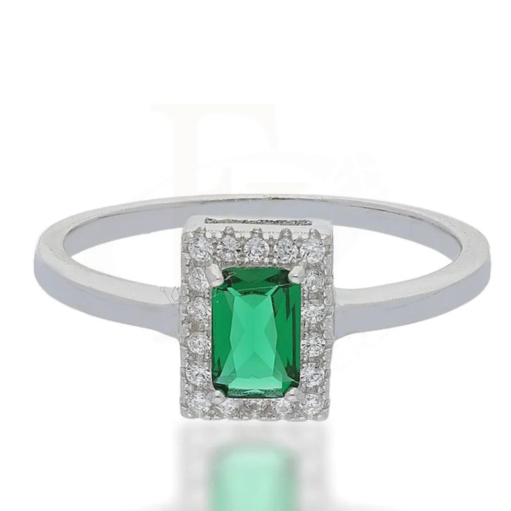 Vintage Engagement Ring for Women-Sterling Silver 925 Green Solitaire Ring - FKJRNSL2485