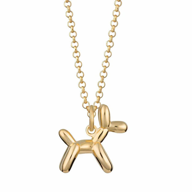 Personalized Jewelry Necklace-Scream Pretty Gold Vermeil Balloon Dog Pendant Necklace