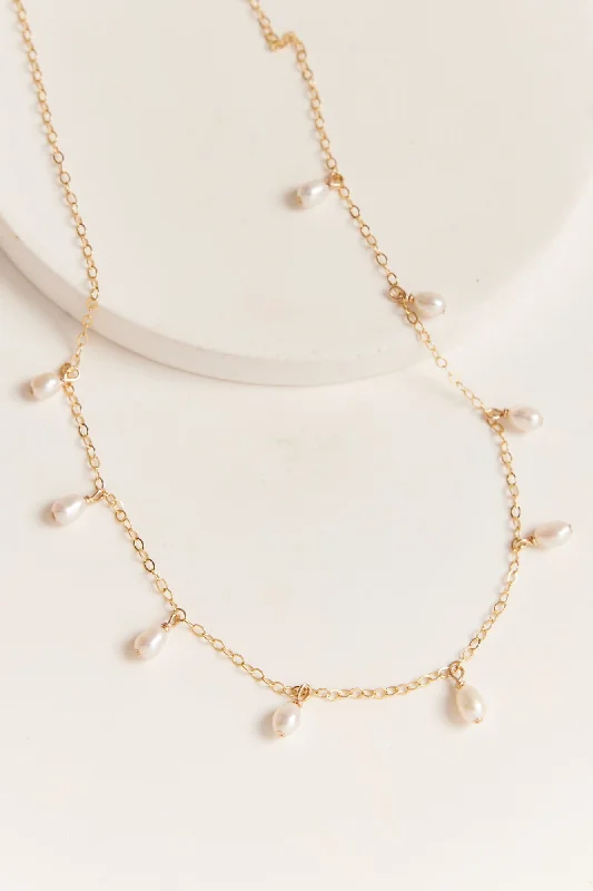 Long Silver Necklace for Women-Harper Pearl Necklace