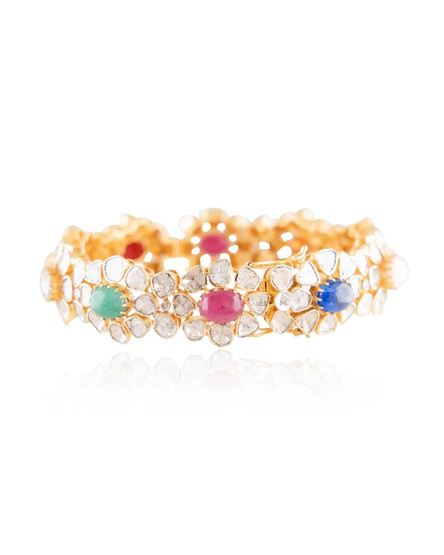 Bridal Bangles with Diamond Accents-Somiya Polki And Diamond Bangle