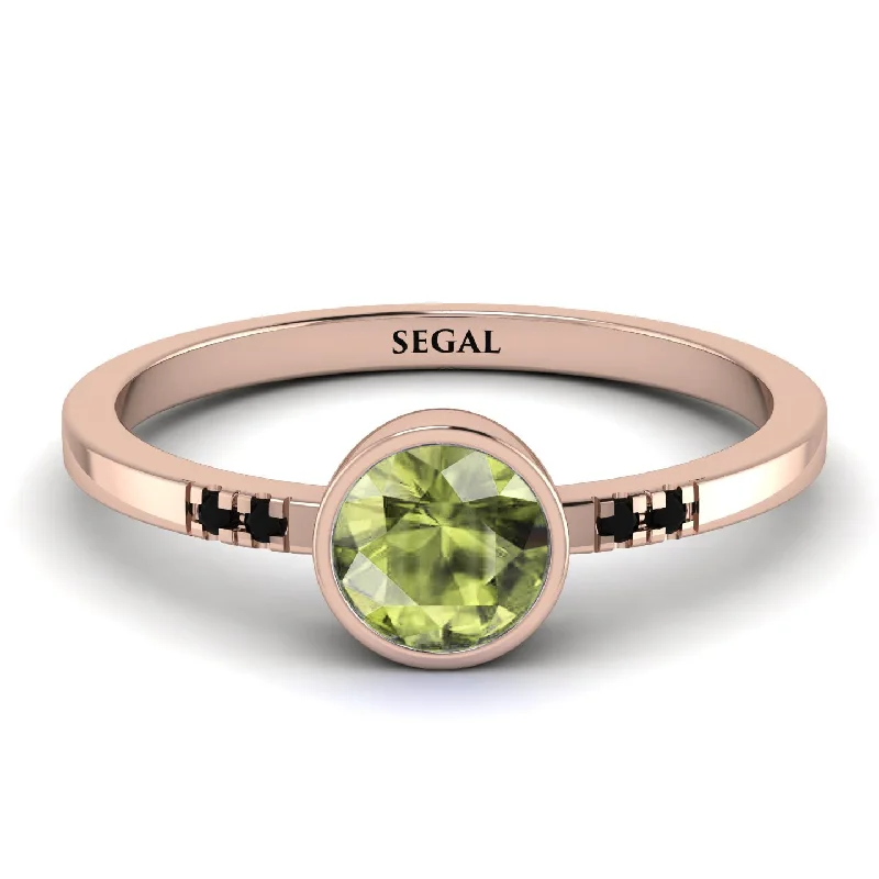 Wedding Ring with Matching Engagement Ring-Bezel Minimalist Peridot Ring - Kinsley No. 705