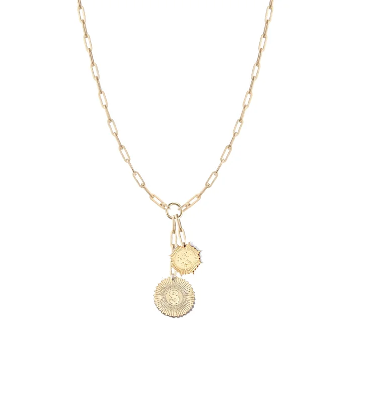 Colorful Necklace for Festivals-Vesta Initial and Constellations  Medallion Necklace