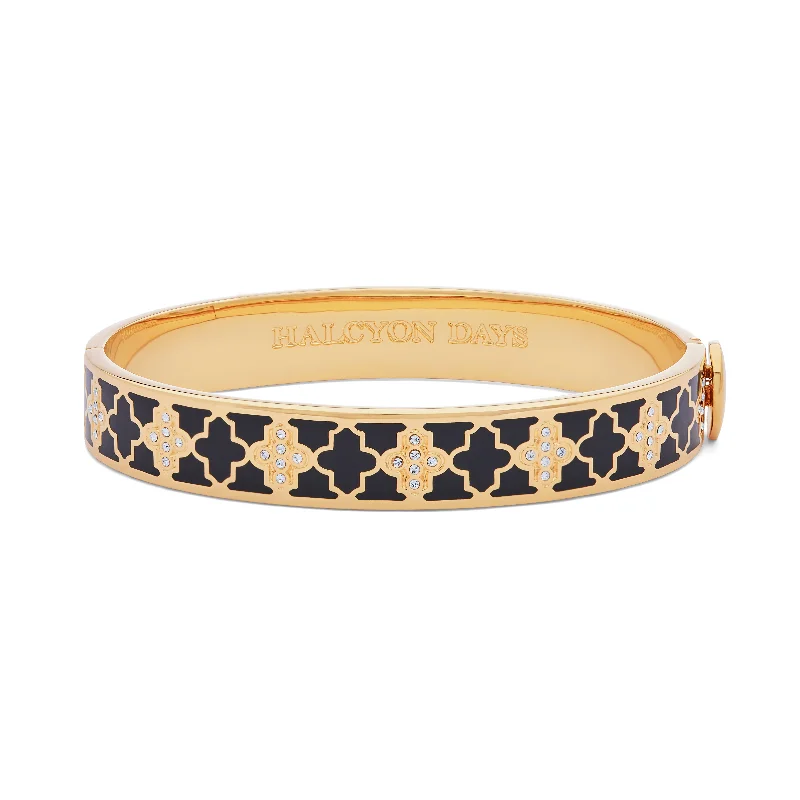 Luxury Diamond Bangles for Wedding Day-Agama Sparkle Black and Gold Bangle