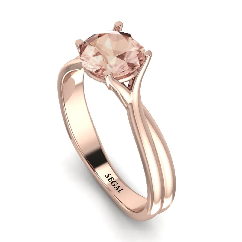 Unique Promise Ring for Her-Solitaire Twist Shank Morganite Ring - Eleanor No. 902